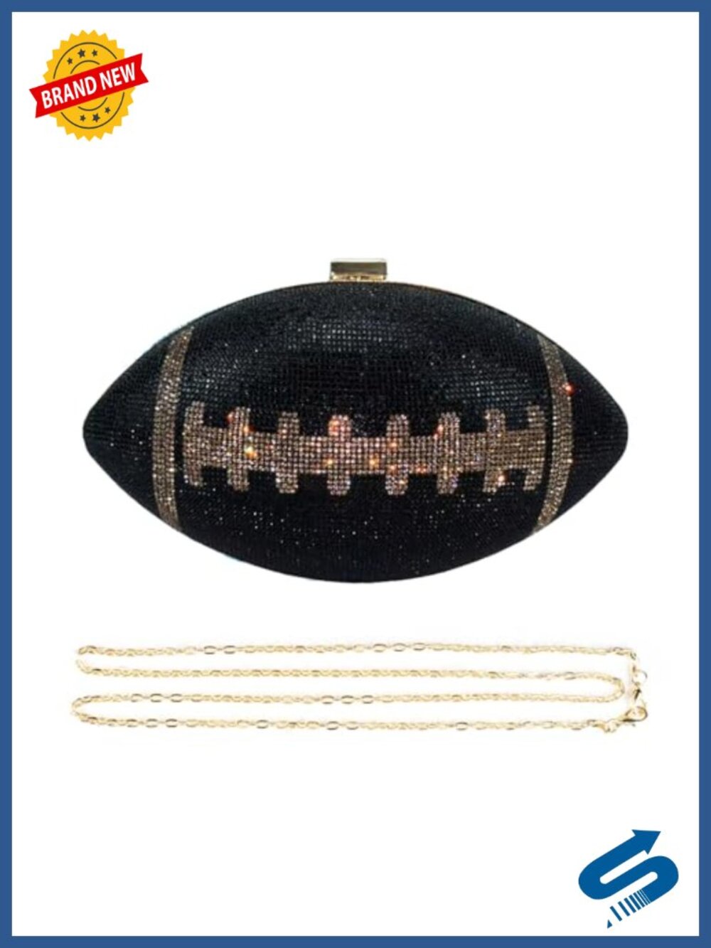 Rhinestone Football Evening Clutch Wristlet Quirky Game Day Bag